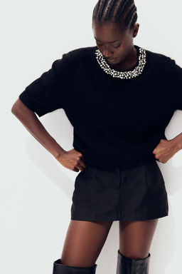 Top en mezcla de mohair con strass