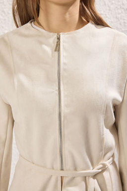 Ekru Regular Kusakl? Suet Ince Ceket Mont TWOSS25MO00043 - Trendyolmilla фото 3