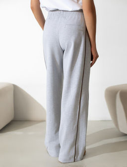 Брюки с лампасами и разрезами из эластичного футера двухнитки без начеса - Vilatte фото 3