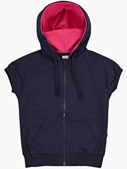 Жилетка для девочки на молнии с капюшоном UD 0671 т.синий - Mini maxi фото 4