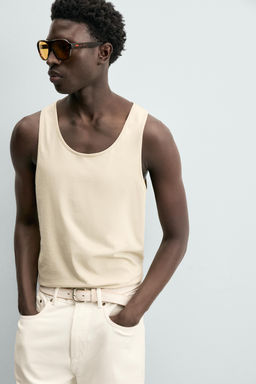 CAMISETA TANK REGULAR FIT MEDIUM WEIGHT / Beige claro - Zara фото 6