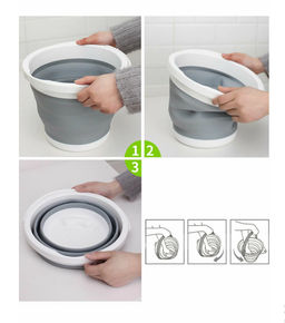 Ведро силиконовое, складное, круглое, 10л, серое