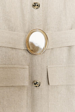 LINEN BLEND BUCKLE MIDI DRESS - Zara фото 12