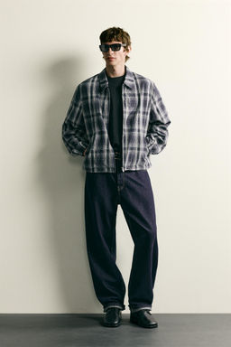 CAZADORA RELAXED FIT CUADROS / Azul