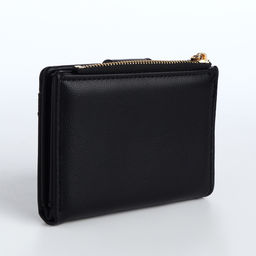 Кошелёк женский на кнопке, 12.5×2×9 см, однотонный, чёрный