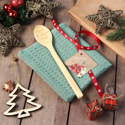 Новогодний подарочный набор Доляна. Чудес в новом году: хаки полотенце 35?60 см, хлопок 100%, вафля 220 г/м?