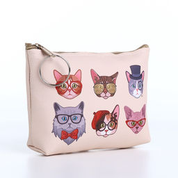 Цена за 2 шт. Кошелёк «Коты», монетница, на молнии, МИКС
