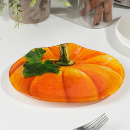 Блюдо стеклянное сервировочное Доляна Тыква, 19,516,51,7 см, цвет оранжевый фото 2