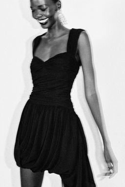 ASYMMETRIC BALLOON HEM DRAPED MINI DRESS - Zara фото 9