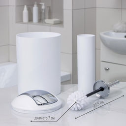 Аксессуары для ванной SAVANNA Сильва, 6 предметов, дозатор, мыльница, 2 стакана, ёршик, ведро, белые  фото 3