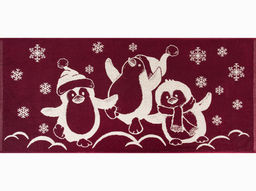 Полотенце махровое 6с102.411ж1 Пингвины(кр.дерево1) 67х150см