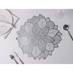 Набор салфеток сервировочных на стол Доляна Цветок, 4 шт, 4343 см, цвет серебряный  фото 2