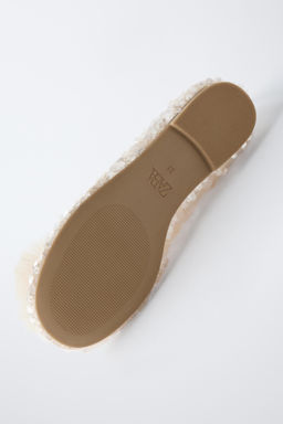 SEQUIN POMPOM BALLET FLATS - Zara фото 7