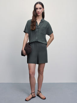 Рубашка с коротким рукавом из вискозы / Zarina  фото 2