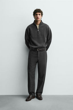RELAXED FIT PINSTRIPED TROUSERS