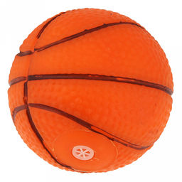 Игрушка для собаки "Мяч баскетбол" д6,5см, с пищалкой, ПВХ, коричнево-оранжевый, "Пэт тойс (Pet toys)" (Китай)