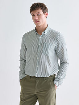 Regular Fit Uzun Kollu ?izgili Erkek G?mlek