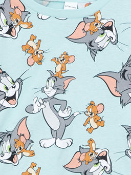 Tom ve Jerry Bask?l? Erkek Bebek ?ortlu Pijama Tak?m?