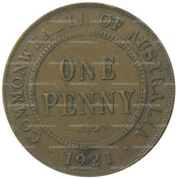 Монета 1 пенни 1921 года Австралия