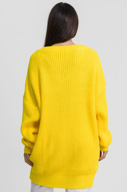 Женский удлиненный вязаный свитер оверсайз с V вырезом Happyfox - Happy fox фото 4