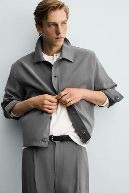 SOBRECAMISA FLUIDA BOXY FIT / Gris topo - Zara фото 5