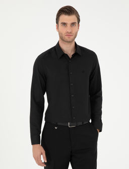 Рубашка Pierre Cardin Slim Fit черная с длинным рукавом
