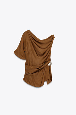 ASYMMETRIC SATIN TOP WITH APPLIQU_ - Zara фото 3