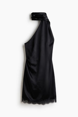 Vestido halter con detalle efecto fular