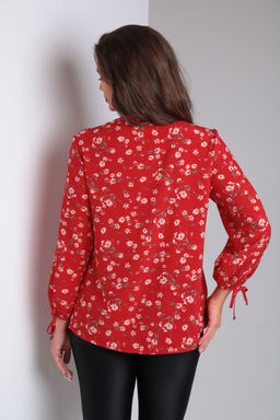 Блуза Modema 739-1 цветы на красном  фото 3