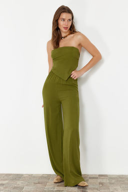 Haki Dokuma Bluz Pantolon Plaj Tak?m TBESS24AU00017