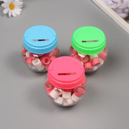 Клейкая лента пластик в банке «Белый и коралл», набор 40 шт., 1.2 см, дл. 0.9 м, 7×7×9 см