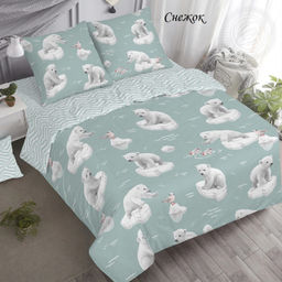 Комплект постельного белья Снежок, 1,5-сп Поплин Простыня на резинке 90*200*20