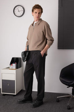 Siyah Pileli Rahat Keten Gorunumlu Pamuklu Pantolon TMNAW26PL00003 - Trendyolmilla фото 17