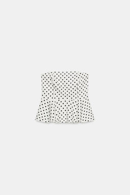 TOP PALABRA DE HONOR PEPLUM LUNARES / Crudo / Negro - Zara фото 4
