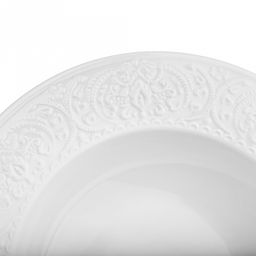 "Русь" Тарелка глубокая фарфоровая д223мм h38мм, 400мл, белый, рельефный декор (Китай)