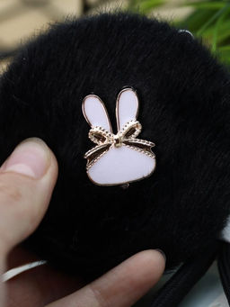 Плюшевое раскладное зеркало брелок "Bunny", чёрное (7*7 см)