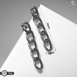 Серьги металл Цепи полукруг, цвет серебро