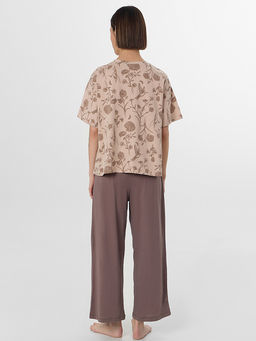 Комплект домашний женский коричневый с цветочным принтом - Mark formelle фото 2