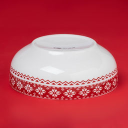 Салатник новогодний Доляна «Финский лес», 580 мл, 15,5×6 см, фарфор, белый