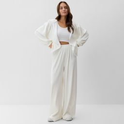 Костюм женский (толстовка, брюки) KAFTAN Plushy, размер 44-46, белый