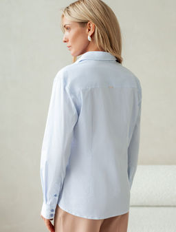 D29.273 Блузка женская белый-голубой