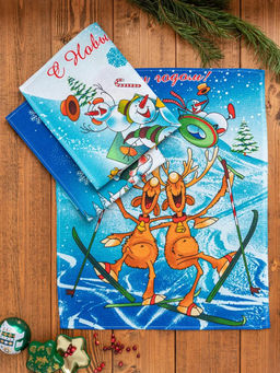 Полотенце вафельное "Новогодний марафон" р.45*60