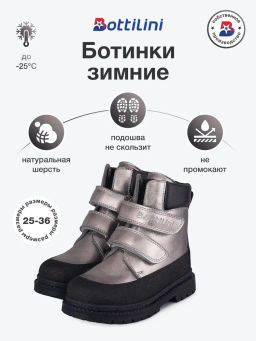 BL-262(55) Ботинки цвет серебристо-черный (шерсть)