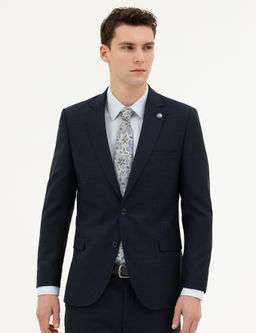 Lacivert Ex. Slim Fit Y_n Tak_m Elbise