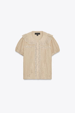 EMBROIDERED PETER PAN COLLAR SHIRT - Zara фото 6