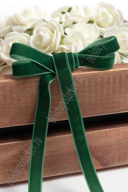 Лента бархатная 1 см*50 ярд (SF-2323) темно-зеленый №164