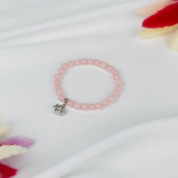 Браслет из Розового кварца с подвеской Собачка