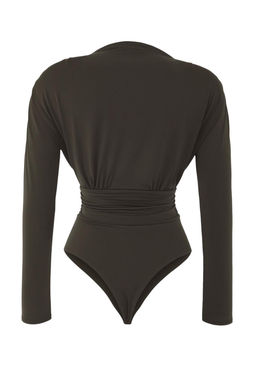 Haki Dik Yaka Uzun Vatkal? Alttan C?tc?tl? Orme Sandy S?k/Gece Body TPRAW23BD00048