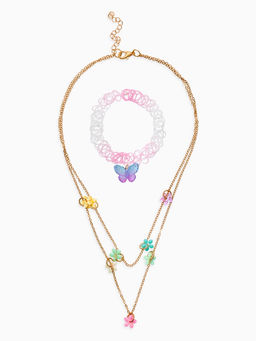 Цена за 2 шт. Бусы детские "Выбражулька" бабочки, чокер, цветные в золоте