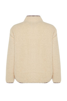 Ekru Pelus Orme Spor Sweatshirt THMAW23SW00021